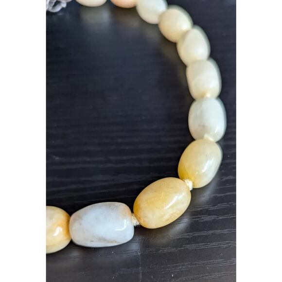Vtg Polished Yellow Quartz Necklace Sterling Chunky Bead GemStone 18" 105 Grams - Picture 14 of 16